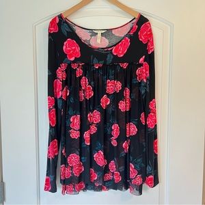 Matilda Jane black and rose floral flowy blouse
